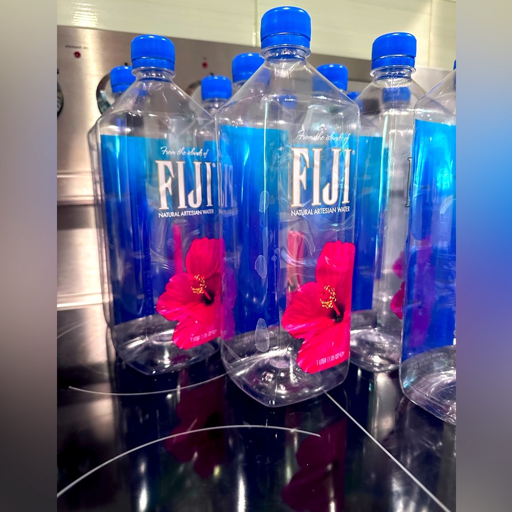 Lot Of 12 EMPTY FIJI Natural Artesian Water Plastic Bottles, 1.0 Liter For Reuse